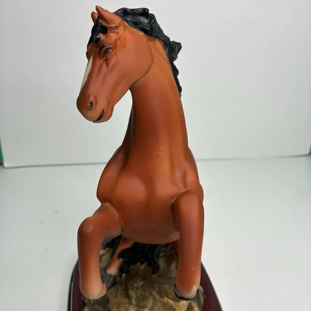 Ruby's Collection Brown Stallion Horse Figure On Wooden Base